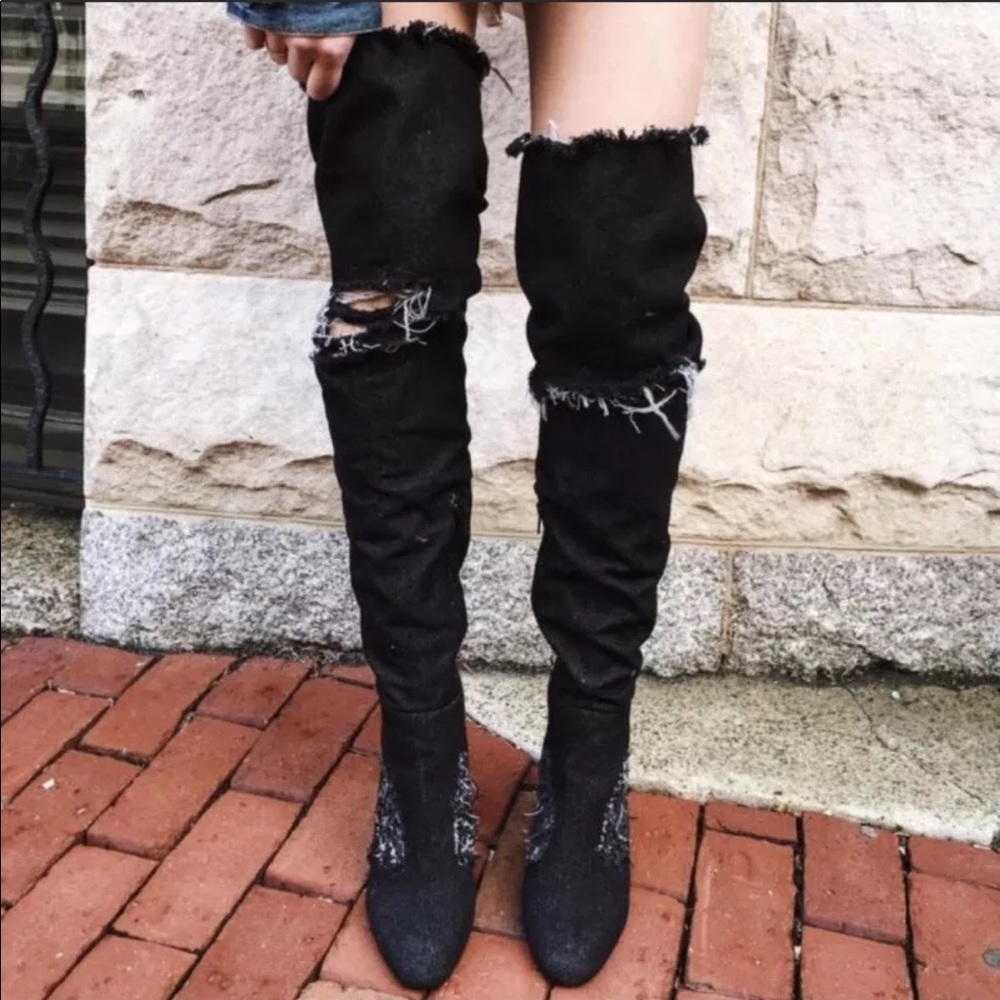Jeffrey Campbell Denim Over the Knee Boots
